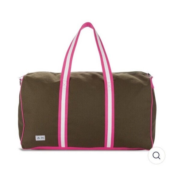 Ame & LuLu Out of Dodge Weekend Duffle Brown Pink  White Tennis - Picture 2 of 5